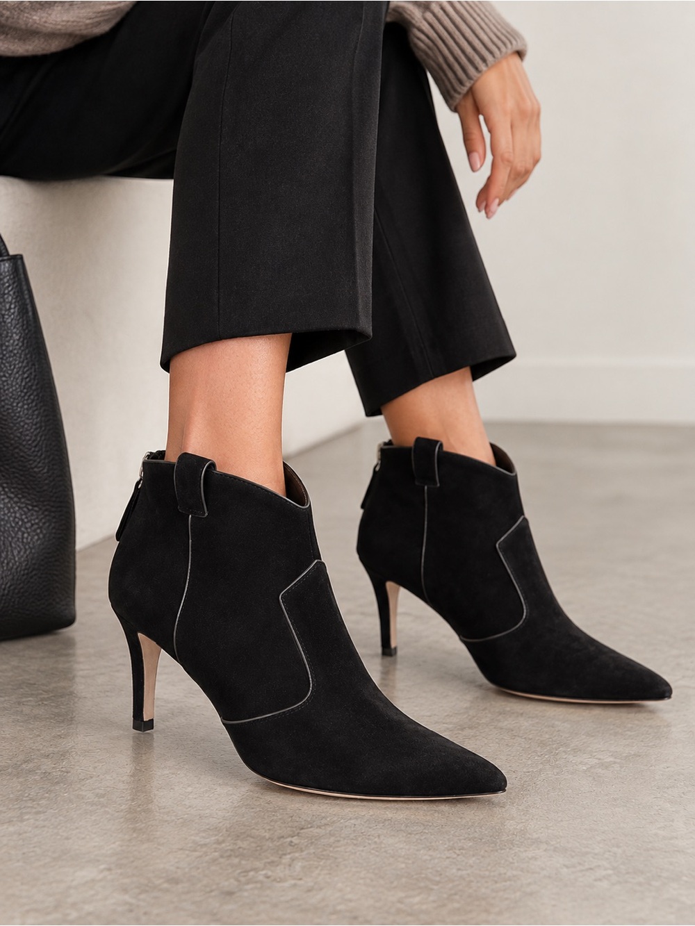 Veronica Beard Lexi Ankle Boots Western Heeled Bootie Black Suede  EU 36 $450